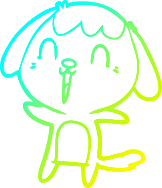 Bir insan tarafından çizilmiş şirin bir çizgi köpeğin soğuk gradyan çizgisi.