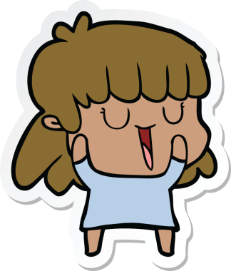 Bir insan tarafından çizilmiş bir karikatür kadının çıkartması.