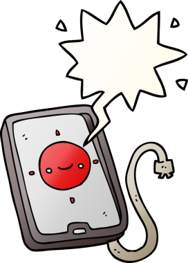 bir insan tarafından çizilmiş konuşma baloncuklu çizgi film cep telefonu aygıtı