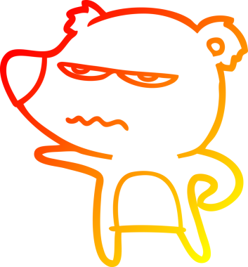 Bir insan tarafından çizilmiş kızgın ayı karikatürünün sıcak gradyan çizimi