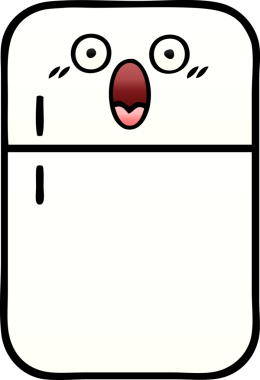 Bir insan tarafından çizilmiş bir buzdolabının gölgelenmiş karikatürü.