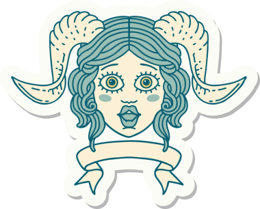 Bir insan tarafından çizilmiş parşömen pankartıyla bağlanmış karakter yüzü etiketi