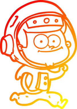 Bir insan tarafından çizilmiş mutlu bir astronot çizgi filminin sıcak gradyan çizimi