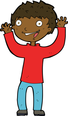 Bir insan tarafından çizilmiş heyecanlı bir çocuk.