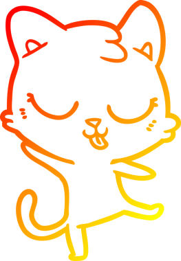 Bir insan tarafından çizilmiş çizgi film kedisinin sıcak çizgi çizimi