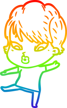 gökkuşağı gradyan çizimi bir insan tarafından çizilmiş bir karikatür kadın