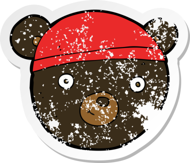 Bir insan tarafından çizilmiş siyah ayı suratının gerilimli çıkartması.