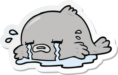 Bir insan tarafından çizilmiş ağlayan bir balığın çıkartması.