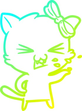 Bir insan tarafından çizilen çizgi film kedisinin soğuk gradyan çizgisi.