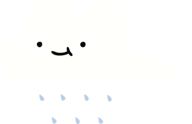 Bir insan tarafından çizilmiş bir yağmur bulutunun düz renkli retro karikatürü