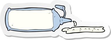 Bir insan tarafından çizilmiş bir çizgi film püskürtme losyonunun çıkartması.