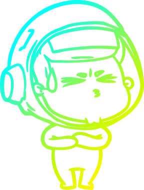 Bir insan tarafından çizilen soğuk gradyan çizgi çizimi stresli astronot