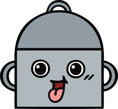 Bir insan tarafından çizilmiş güzel bir yemek tenceresi karikatürü.