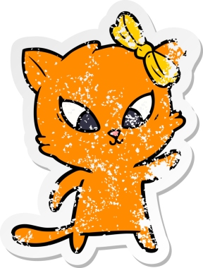 Bir insan tarafından çizilmiş karikatür bir kedinin sıkıntılı çıkartması.