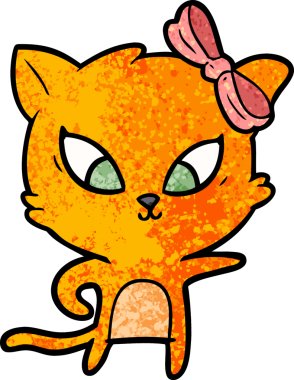 Bir insan tarafından çizilmiş çizgi film kedisi.