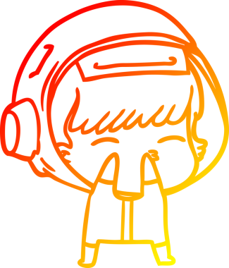 Bir insan tarafından çizilen çizgi film meraklısı astronotun sıcak gradyan çizimi