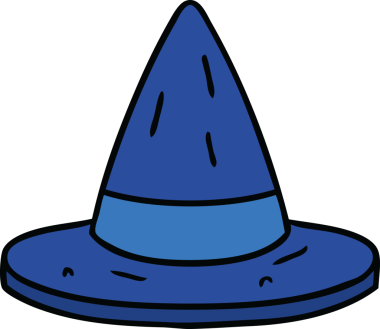 Bir insan tarafından çizilmiş bir cadı şapkası karalaması.