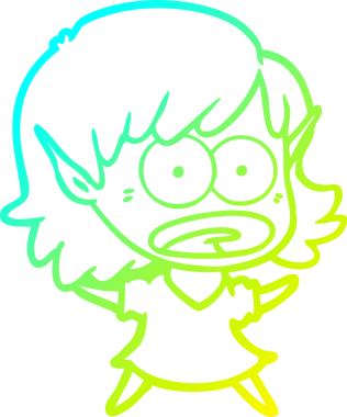 Bir çizgi film karakteri çizimi bir insan tarafından çizilmiş bir elf kızı şok etti.