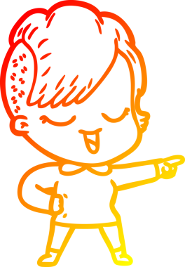 Bir insan tarafından çizilmiş mutlu bir çizgi film kızı çizimi