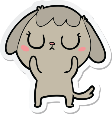 Bir insan tarafından çizilmiş şirin bir köpeğin çıkartması.