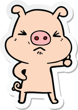 Bir insan tarafından çizilmiş kızgın bir domuzun çıkartması.