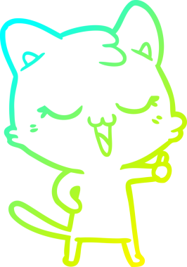 Bir insan tarafından çizilen çizgi film kedisinin soğuk gradyan çizgisi.