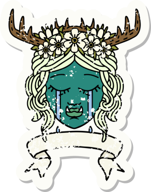 Retro Dövme Biçimi Ağlayan Ork Druid karakteri bir insan tarafından çizilmiş