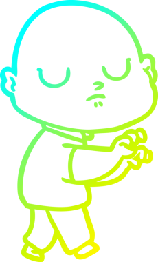 Bir insan tarafından çizilmiş kel bir adamın soğuk çizgi çizimi.