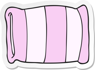 Bir insan tarafından çizilmiş karikatür yastığının çıkartması.