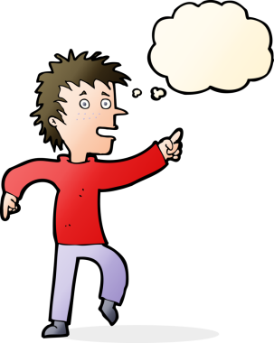 çizgi film mutlu adam bir insan tarafından çizilen düşünce baloncuğu ile işaret