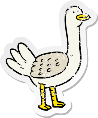 Bir insan tarafından çizilmiş karikatür kuşunun sıkıntılı çıkartması