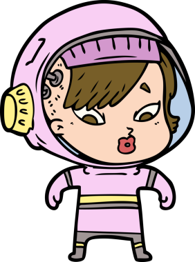 Bir insan tarafından çizilmiş astronot kadın.