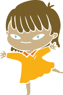 Bir insan tarafından çizilmiş düz renkli karikatür kadın