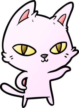 Bir insan tarafından çizilmiş çizgi film kedisi.