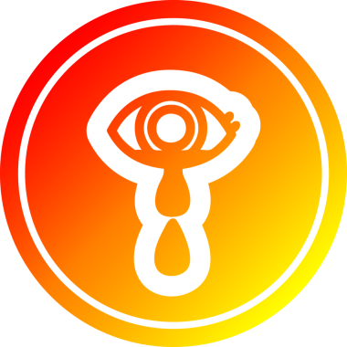 Ağlayan göz yuvarlak simgesi ve bir insan tarafından çizilen sıcak gradyan bitiş.