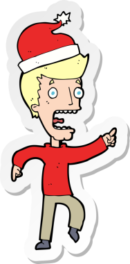 Bir insan tarafından çizilmiş Noel 'e hazır bir karikatürcünün çıkartması.