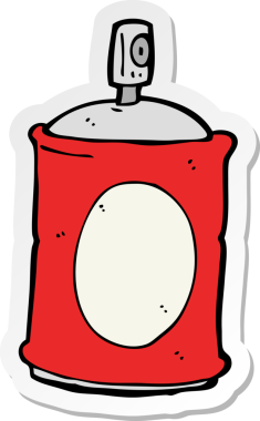 Bir insan tarafından çizilmiş çizgi film spreyinin çıkartması.