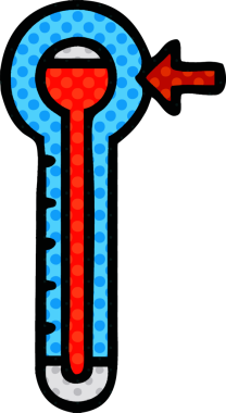 Bir insan tarafından çizilmiş cam termometrenin çizgi romanı.