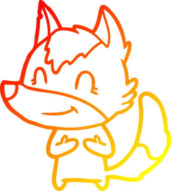 Bir insan tarafından çizilmiş dost canlısı bir kurt çizgi çizimi.