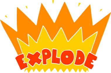 Bir insan tarafından çizilmiş düz renk çizgi film patlaması