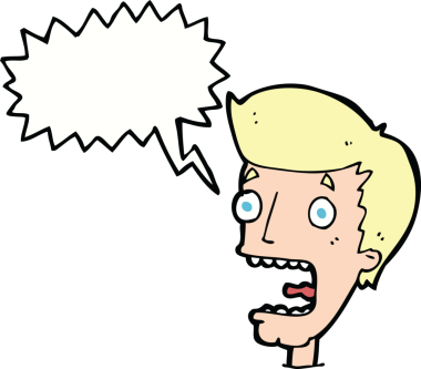 Bir insan tarafından çizilmiş, konuşma balonuyla dehşete düşmüş bir adam.