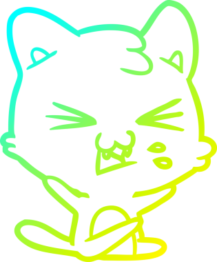 Bir insan tarafından çizilen çizgi film kedisinin soğuk gradyan çizimi