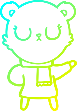 Bir insanın çizdiği eşarbı takan barışçıl bir ayının soğuk gradyan çizgisi