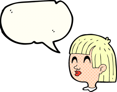 Bir insan tarafından çizilmiş serbest çizilmiş çizgi roman konuşma balonu kadın yüzü.