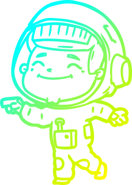 Bir insan tarafından çizilmiş mutlu bir astronotun soğuk gradyan çizimi.