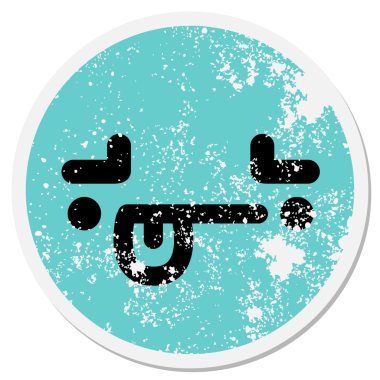 bir insan tarafından çizilmiş kararsız yüz dairesel etiketi