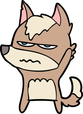 Bir insan tarafından çizilmiş rahatsız kurt çizgi filmi.