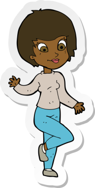 Bir insan tarafından çizilmiş bir karikatür kadının çıkartması.