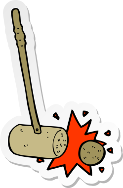 Bir insan tarafından çizilmiş topa vuran bir sopanın çıkartması.