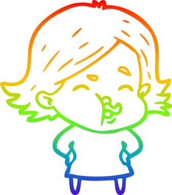 Gökkuşağı gradyan çizgi çizimi Bir insan tarafından çizilen bir kız karikatürü